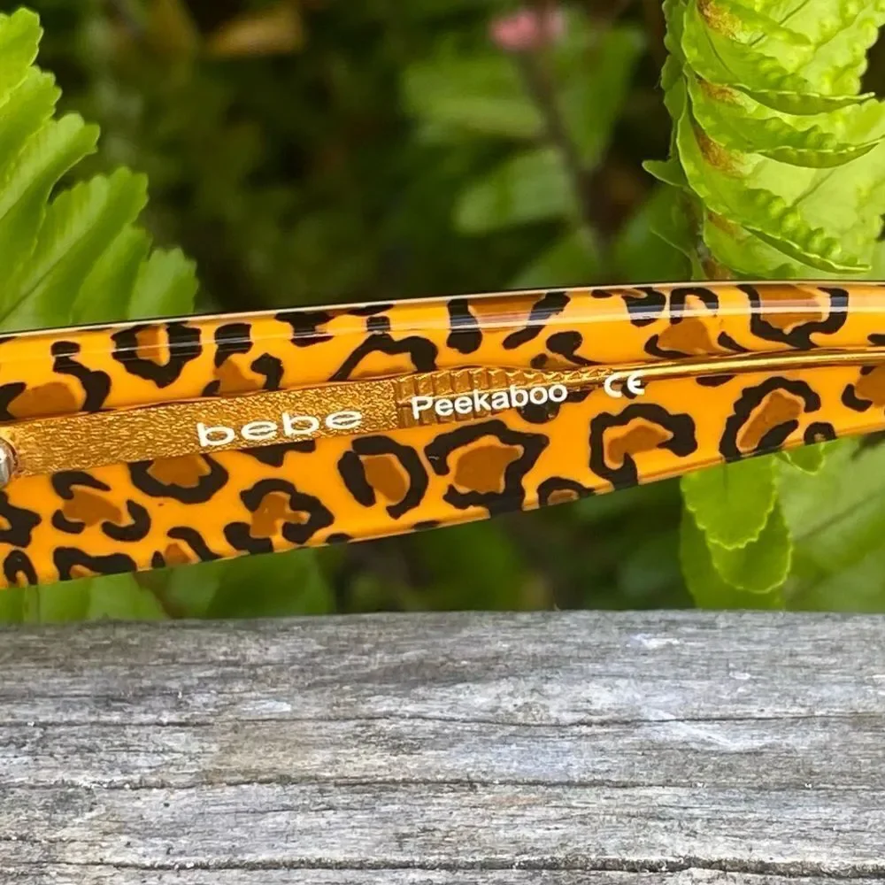 Bebe Peekaboo Tigress Brown Cheetah Eyeglass Frames Rectangle Shape 53-18-135